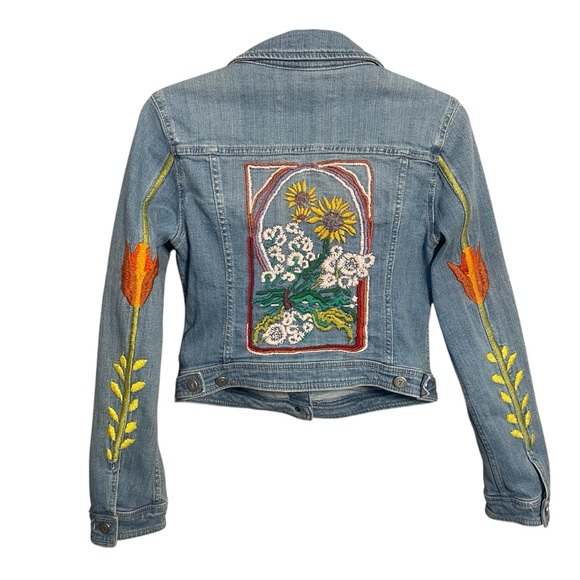 Pilcro and the Letterpress Jackets & Blazers - Anthropologie Pilcro & the letterpress embroidered Jean denim jacket floral sun